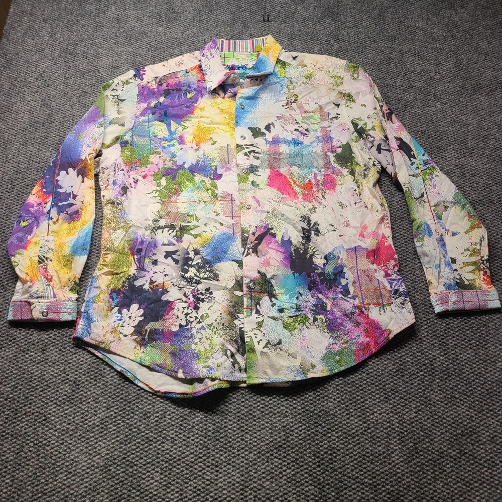 Robert Graham Mack Daddy Shirt Mens 2XL Multicolor Splatter Cotton Classic Fit